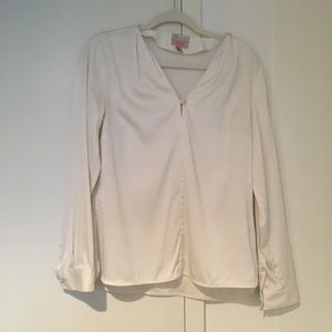 Scandal collection white faux silk long sleeve